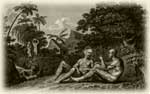 A picture of a Nukagiva man, tattooing his fellow-tribesman (The Atlas of the-round-the-world travel of Captain Kruzenshtern)