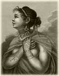 A waist picture of a woman from the Nukagiva Island (The Atlas of the-round-the-world travel of Captain Kruzenshtern)